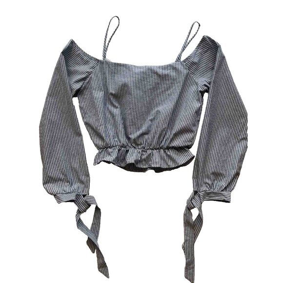 Nasty Gal Emory Park Cold Shoulder Top M Blue NWOT - Picture 5 of 11